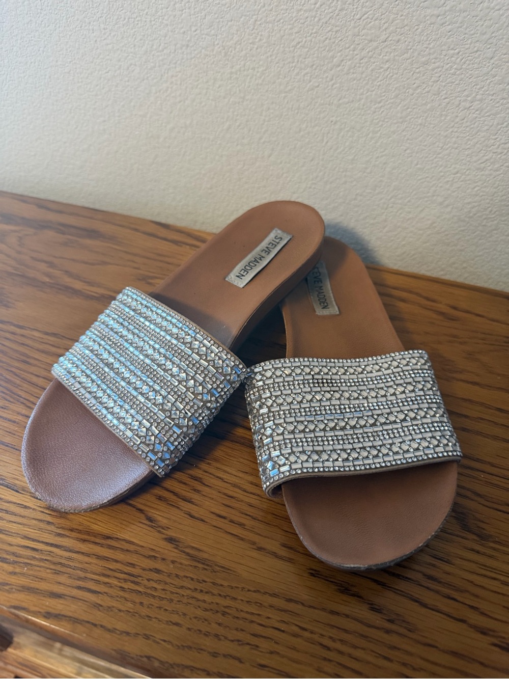 Michael Kors Silver Beaded Slide Mules
